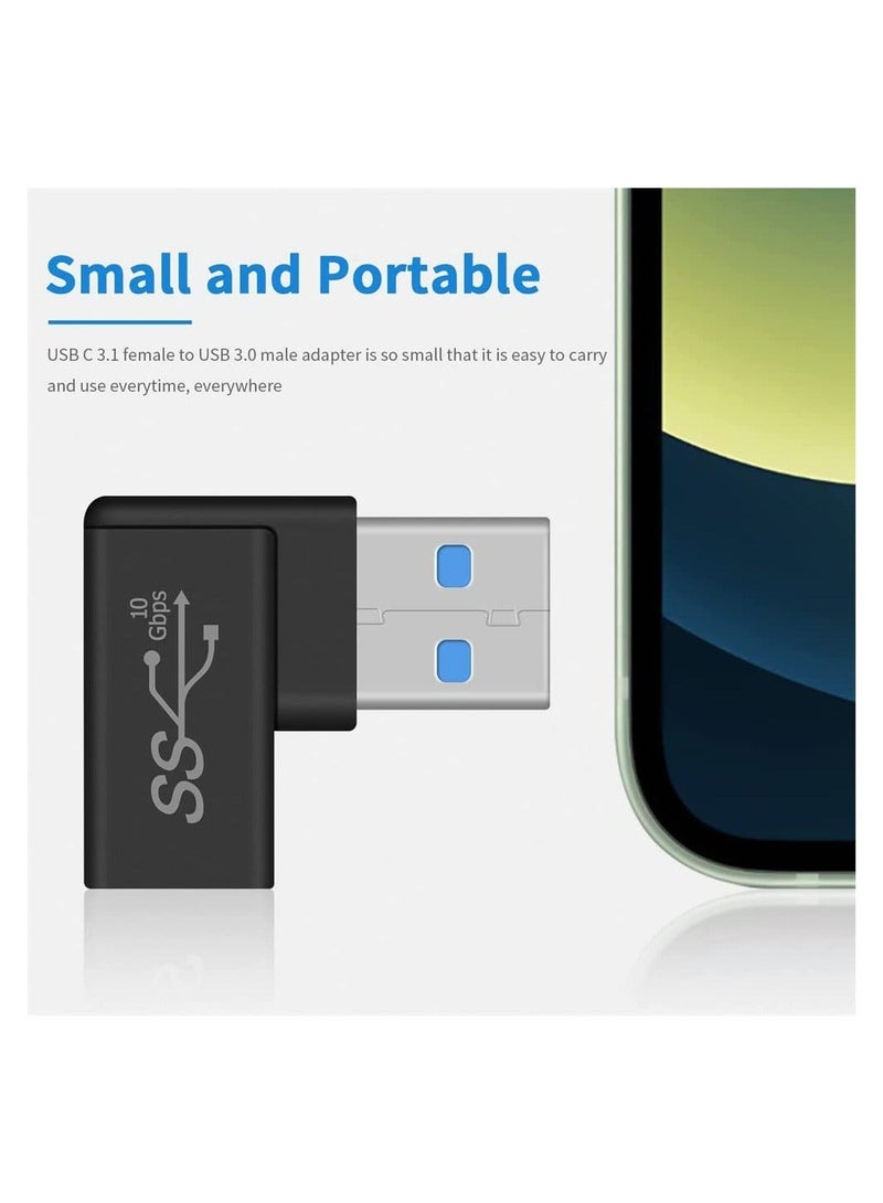 Captaintech 3 Pack Right Angle USB C to USB Adapter, 10 Gbps 90 Degree USB C Female to USB Male Adapter, USB 3.1 Gen2 Type C USB-C to USB 3.0 Adapter for USB C Cable, Laptops, Phone, Tablet (Black) - Image 5