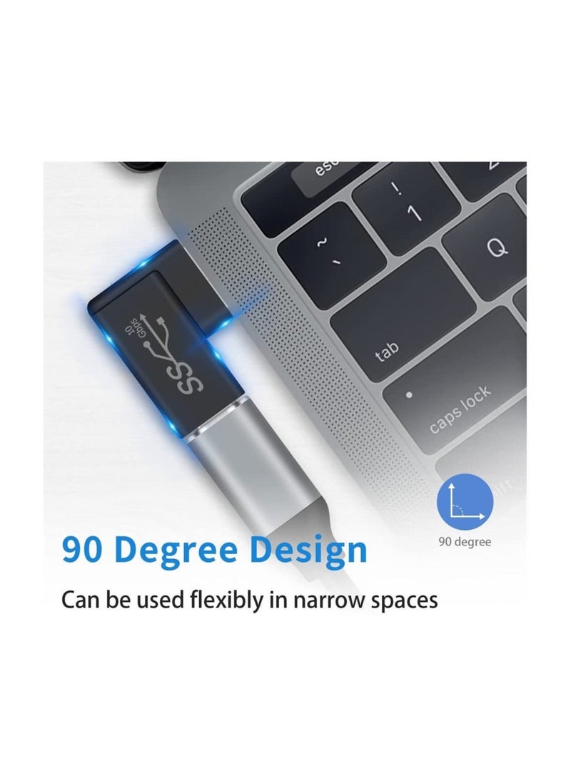 Captaintech 3 Pack Right Angle USB C to USB Adapter, 10 Gbps 90 Degree USB C Female to USB Male Adapter, USB 3.1 Gen2 Type C USB-C to USB 3.0 Adapter for USB C Cable, Laptops, Phone, Tablet (Black) - Image 4