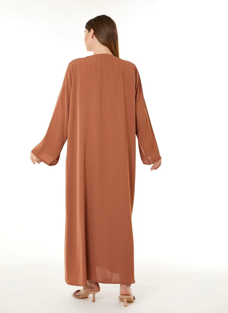 مويستريت Orange Korean Nida Hand Embellished Abaya