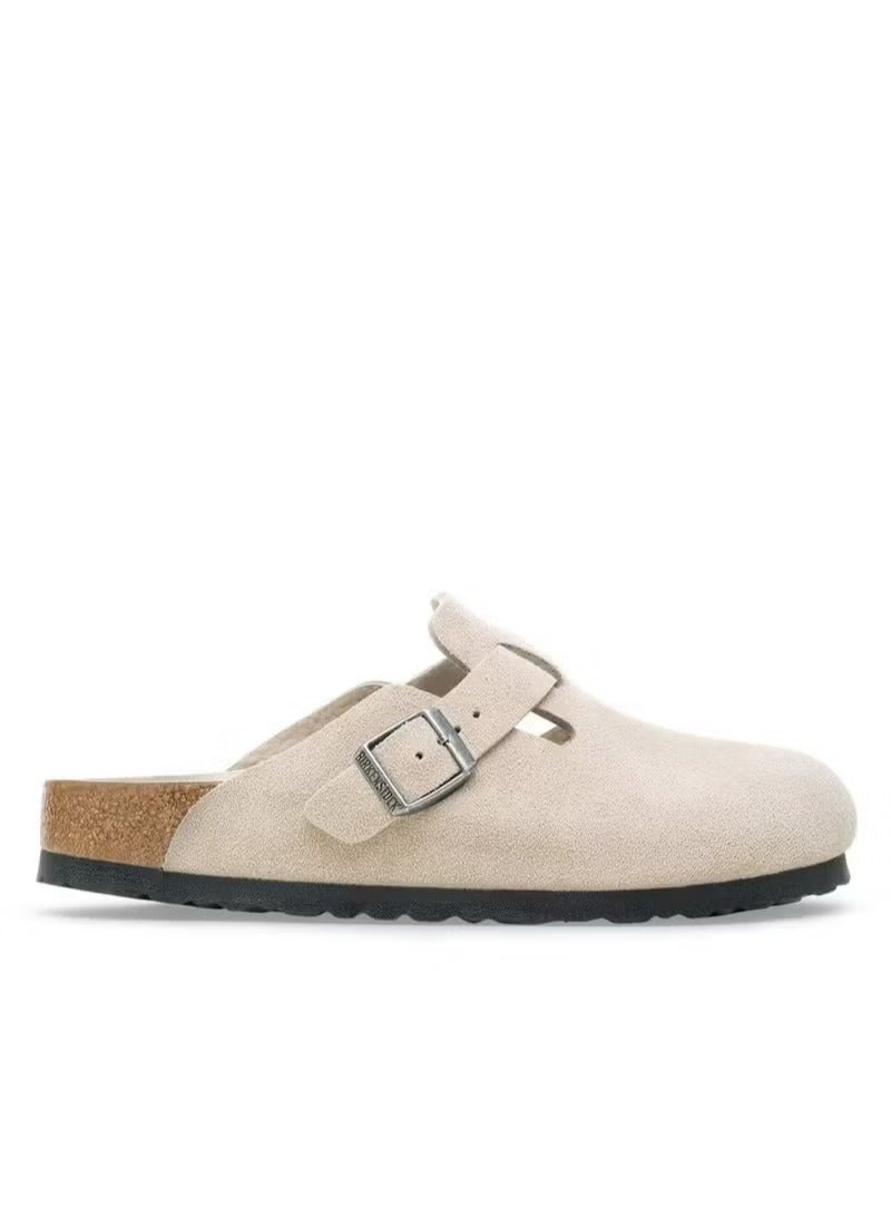 Birkenstock Boston Suede Leather Clogs - Sand Beige Premium Comfort Sandals - Image 1