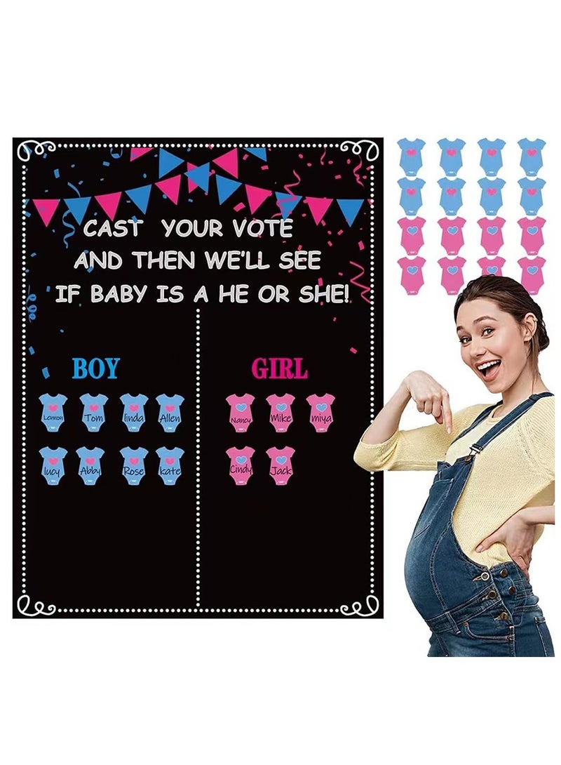 لوحة إعلان الطفل، مجموعة لوازم الحفل مع الديكورات وألعابها للإعلان عن الطفل، بوستر للتصويت على الطفل مع ملصقات وتصميم لوحة طباشيرية لألعاب الحفلة. - Image 2