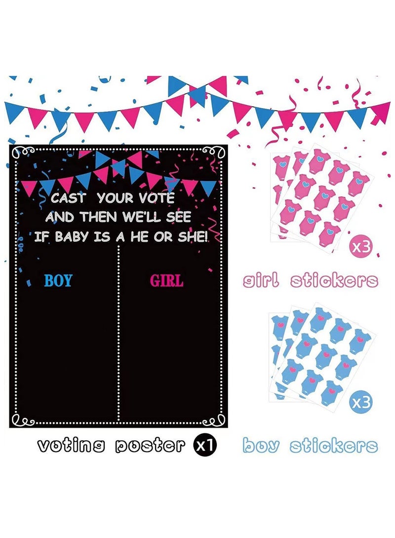 لوحة إعلان الطفل، مجموعة لوازم الحفل مع الديكورات وألعابها للإعلان عن الطفل، بوستر للتصويت على الطفل مع ملصقات وتصميم لوحة طباشيرية لألعاب الحفلة. - Image 4