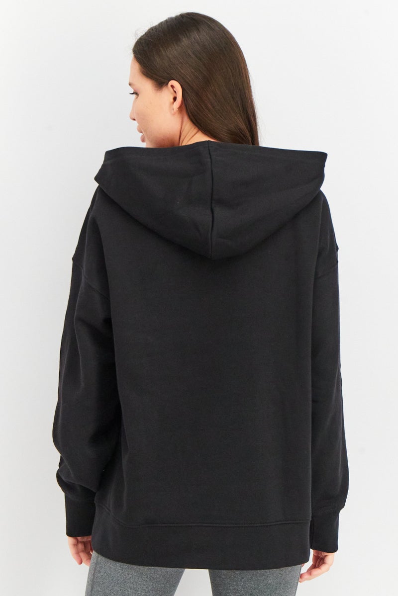 adidas Originals Women Sportswear Fit Trefoil Half Zip Hoodie, Black - Image 3
