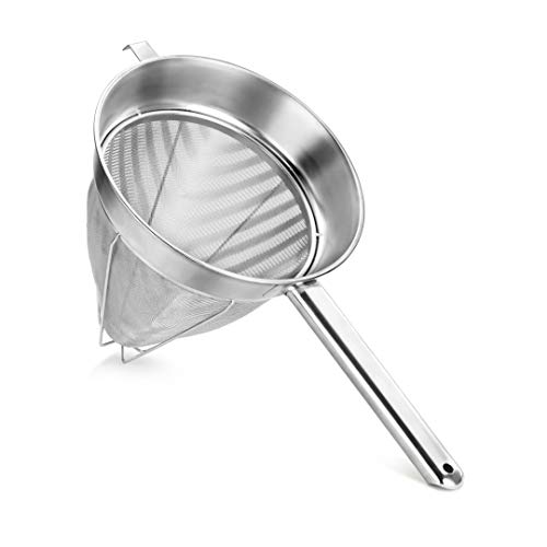 New Star Foodservice 38057 Stainless Steel Reinforced Bouillon Strainer, 10-Inch - Image 1