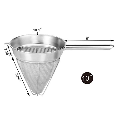 New Star Foodservice 38057 Stainless Steel Reinforced Bouillon Strainer, 10-Inch - Image 2