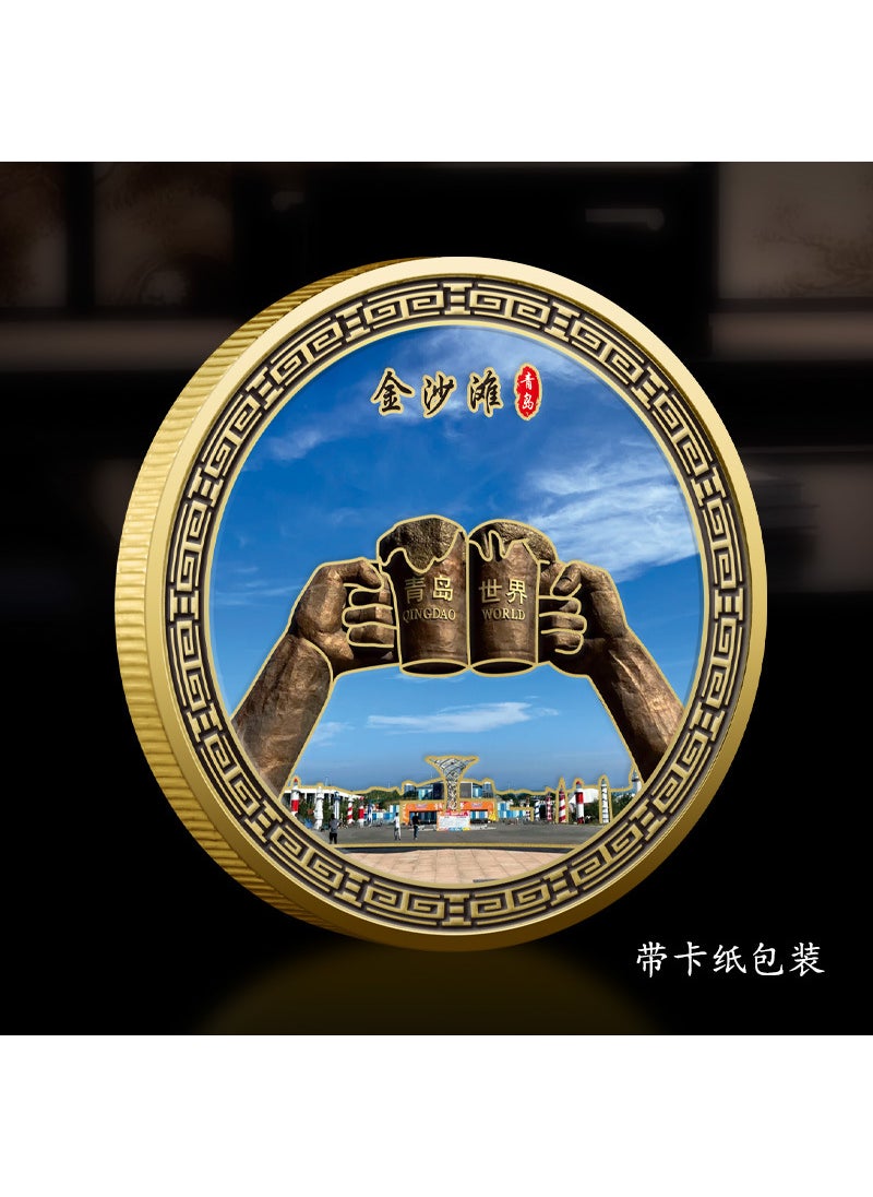 Generic - Qingdao Golden Beach Metal Relief Color Printing Souvenir Coin gold beach - Image 1
