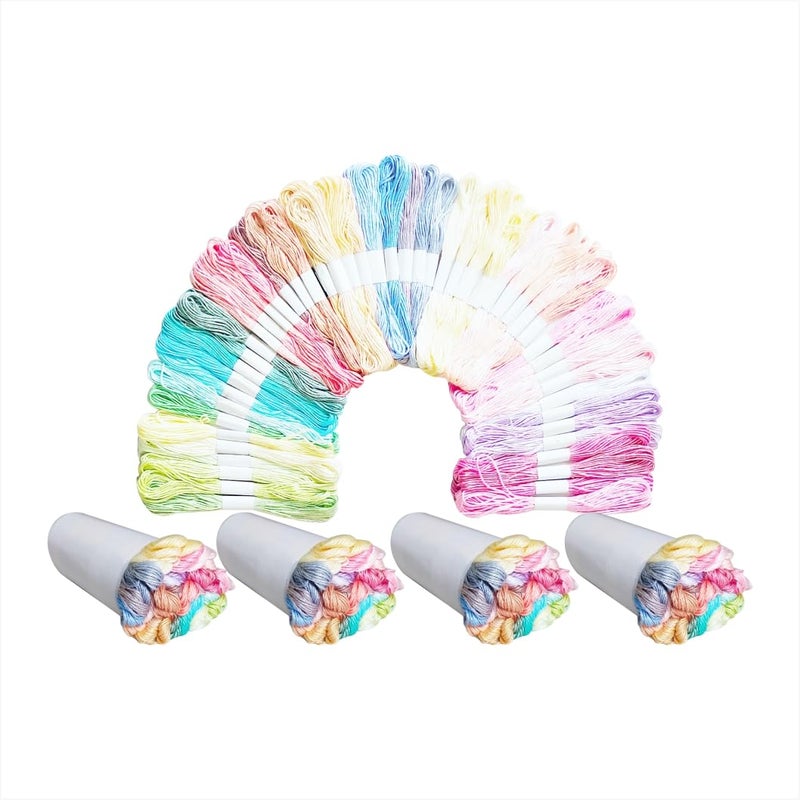 Zoohi Embroidery Floss Skeins Cotton Thread for Cross Stitch/Needle Point/Friendship Bracelets/Jewellery/Tassels/Art Crafts Each 7.5M Pack of 100 Pcs. (25 Pastel LL Color Each 4 Pcs)