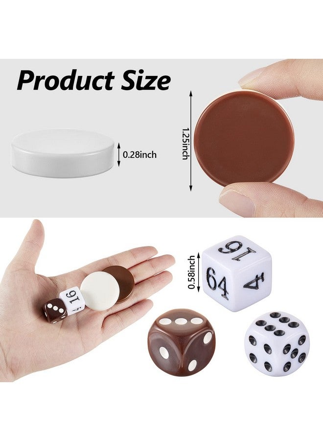 Skylety قطع شدة سكايلتي 30 قطعة، 1.25 بوصة بديل لقطع لعبة الطاولة مع 5 نرد (بيج، أبيض وبني) - Image 2