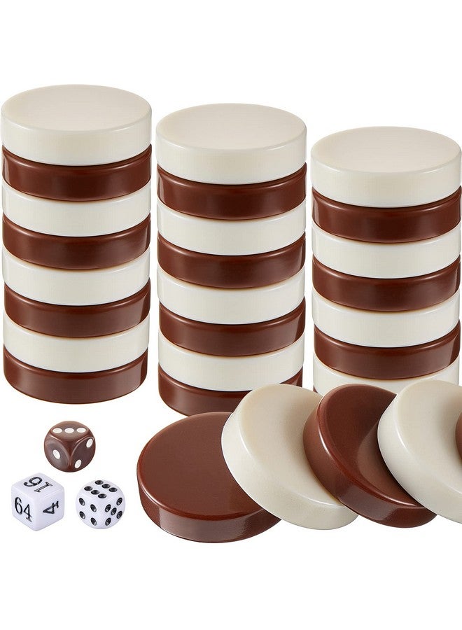 Skylety قطع شدة سكايلتي 30 قطعة، 1.25 بوصة بديل لقطع لعبة الطاولة مع 5 نرد (بيج، أبيض وبني) - Image 1