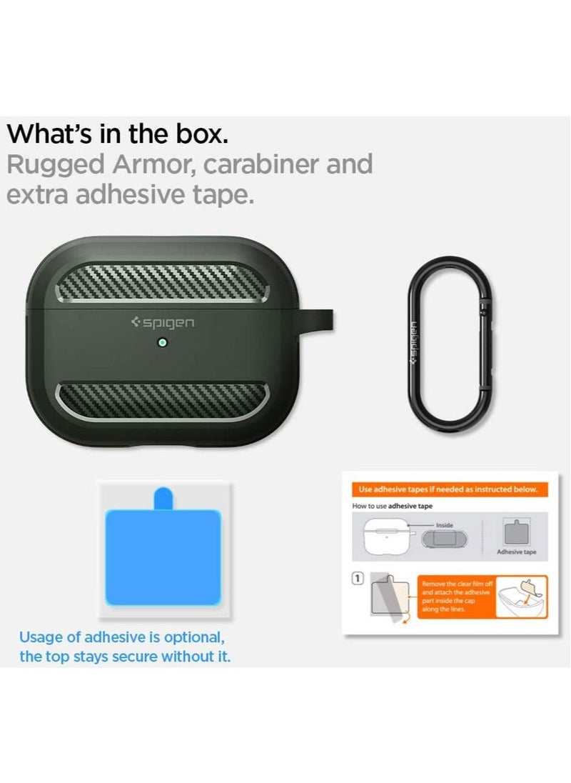 سبايجن حالة واقية درع وعرة لغطاء أبل Earpods برو-الأخضر العسكري  - Image 3