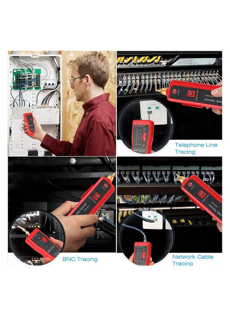 Rightsure - Multi-functional Network Cable Tester for RJ11 RJ45 with Probe Red - Image 1