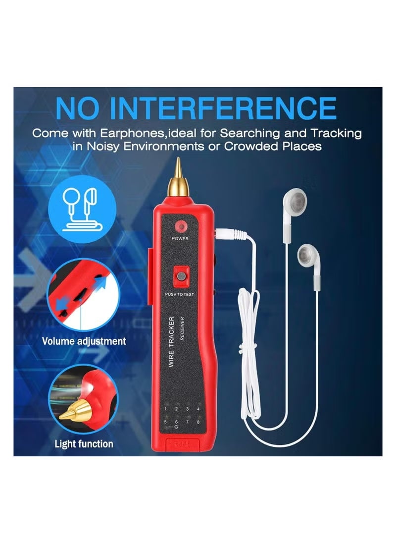 Rightsure - Multi-functional Network Cable Tester for RJ11 RJ45 with Probe Red - Image 1