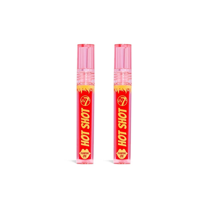 W7 Hot Shot Plumping Oil Bundle  Enhancing  Repairing Plump Effect For Fuller Lips  Clear  Soft Natural Everyday Lip Care  2 Pack