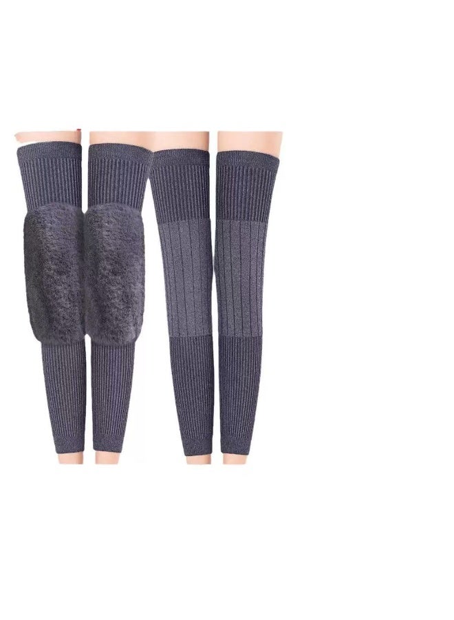 PLANDOO 1 Pair Unisex Pair Knee Warmers, Thick Cashmere Wool Knee Brace Support Pads with Thermal Insulation for Winter Sports, Running, Cycling, and Daily Wear, Dark Grey - Image 2