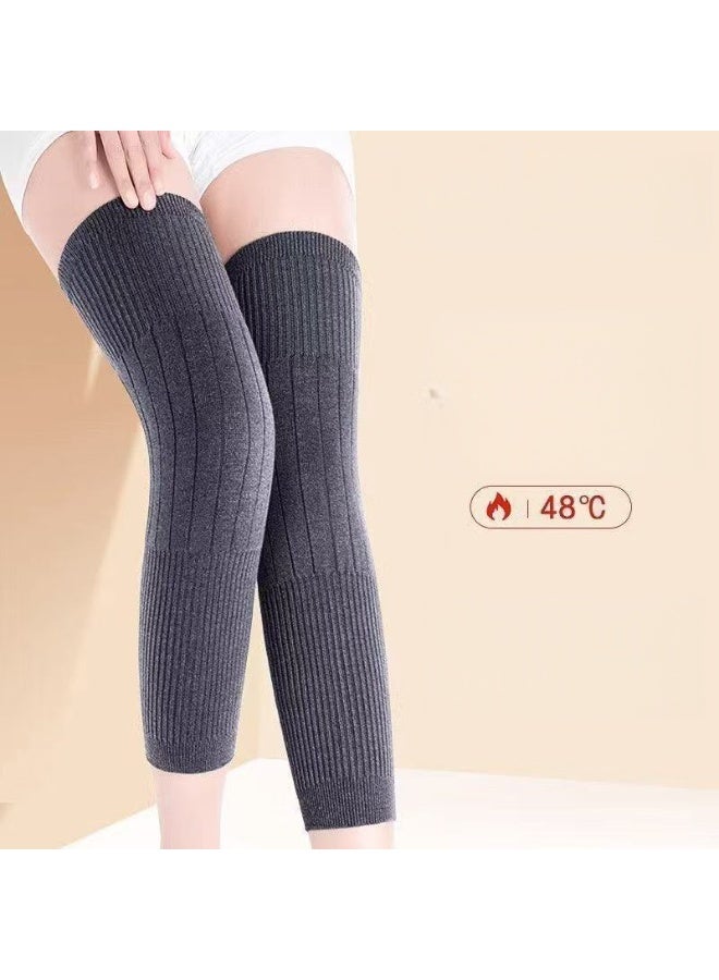 PLANDOO 1 Pair Unisex Pair Knee Warmers, Thick Cashmere Wool Knee Brace Support Pads with Thermal Insulation for Winter Sports, Running, Cycling, and Daily Wear, Dark Grey - Image 1