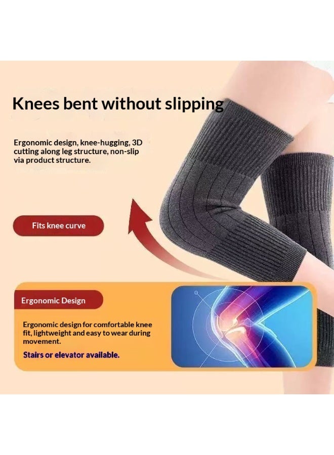 PLANDOO 1 Pair Unisex Pair Knee Warmers, Thick Cashmere Wool Knee Brace Support Pads with Thermal Insulation for Winter Sports, Running, Cycling, and Daily Wear, Dark Grey - Image 3