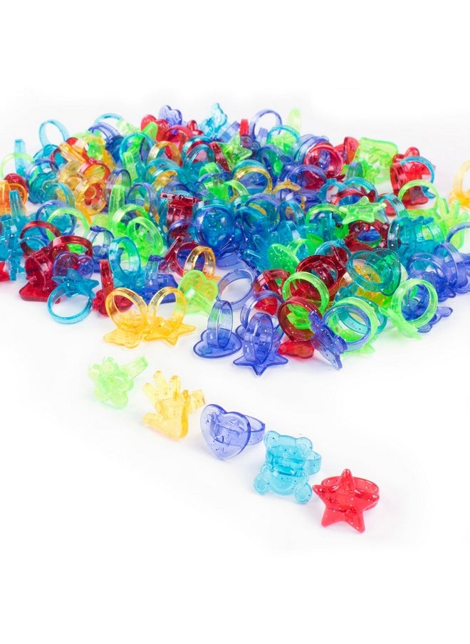 Super Z Outlet Colorful Assorted Plastic Glitter Toy Rings Bag Of 144 Rings (Hearts Bears Stars Hands & Flowers) Use As Party Favors Cake Toppers In Goody Bags Piñatas Arts Crafts & More  - Image 2