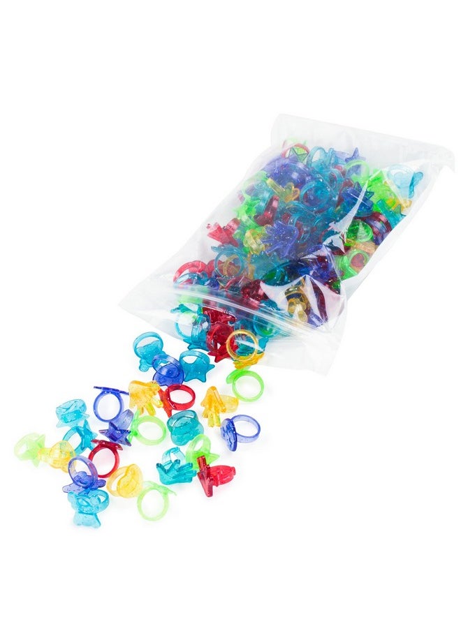 Super Z Outlet Colorful Assorted Plastic Glitter Toy Rings Bag Of 144 Rings (Hearts Bears Stars Hands & Flowers) Use As Party Favors Cake Toppers In Goody Bags Piñatas Arts Crafts & More  - Image 3
