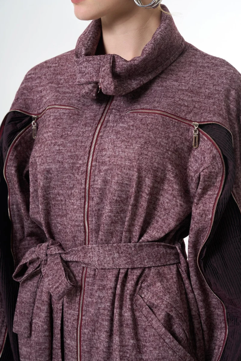 MissWhence  Felt Cape - Burgundy for Women | Best Price UAE