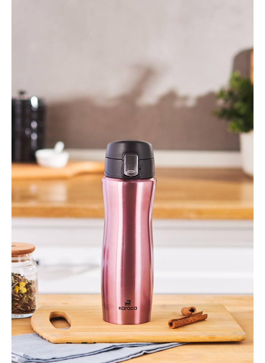 Karaca Jupiter Stainless Steel Thermos with Safety Lock and Leak-Proof Lid 500 ml Rosegold  - Image 1