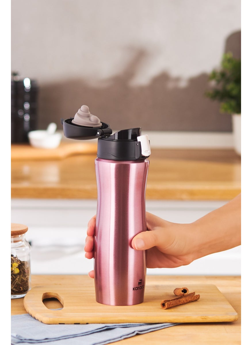 Karaca Jupiter Stainless Steel Thermos with Safety Lock and Leak-Proof Lid 500 ml Rosegold  - Image 2
