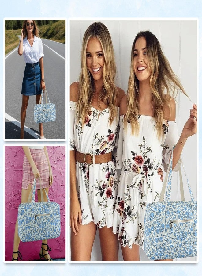 Lebaley Pearl Bow Coquette Bag - Blue Travel Bags, Women's Quilted Canvas Bag, Girl Canvas Bag, Coquette Tote Bag, Gym Bag, Weekend Bag For Via - Image 5