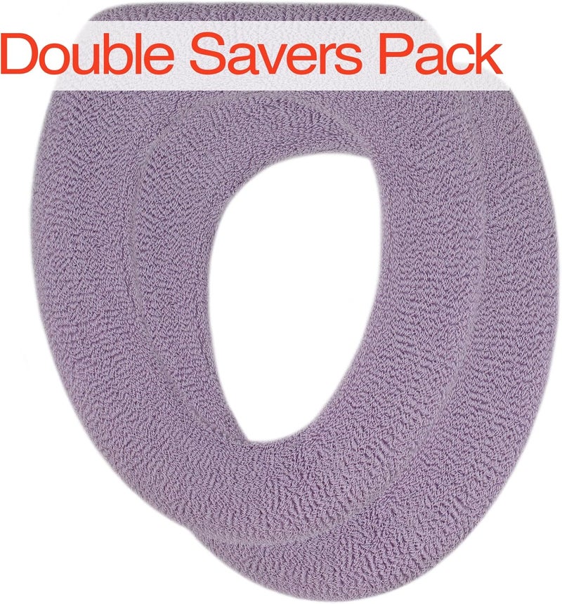 Warm-n-Comfy Soft Toilet Seat Cover - Plush & Thick Fabric Toilet Seat Warmer for Round & Elongated 14x18 Toilet Seats - Reusable, Machine-Washable, Easy-Install - Gift-Rady Packaging- Light Lavender - Image 2