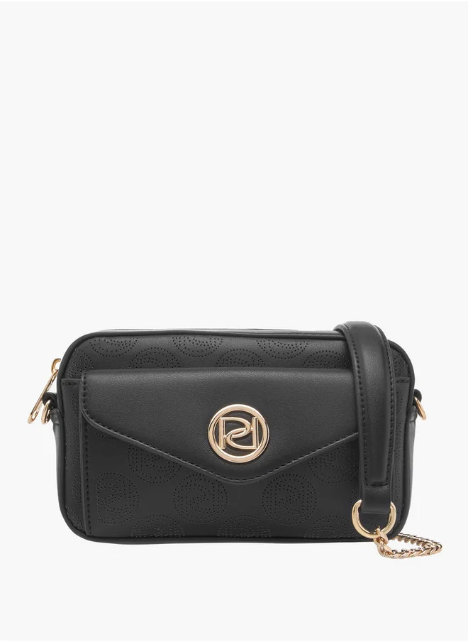 بابريكا Monogram Detail Crossbody Bag with Detachable Chain Strap and Zip Closure