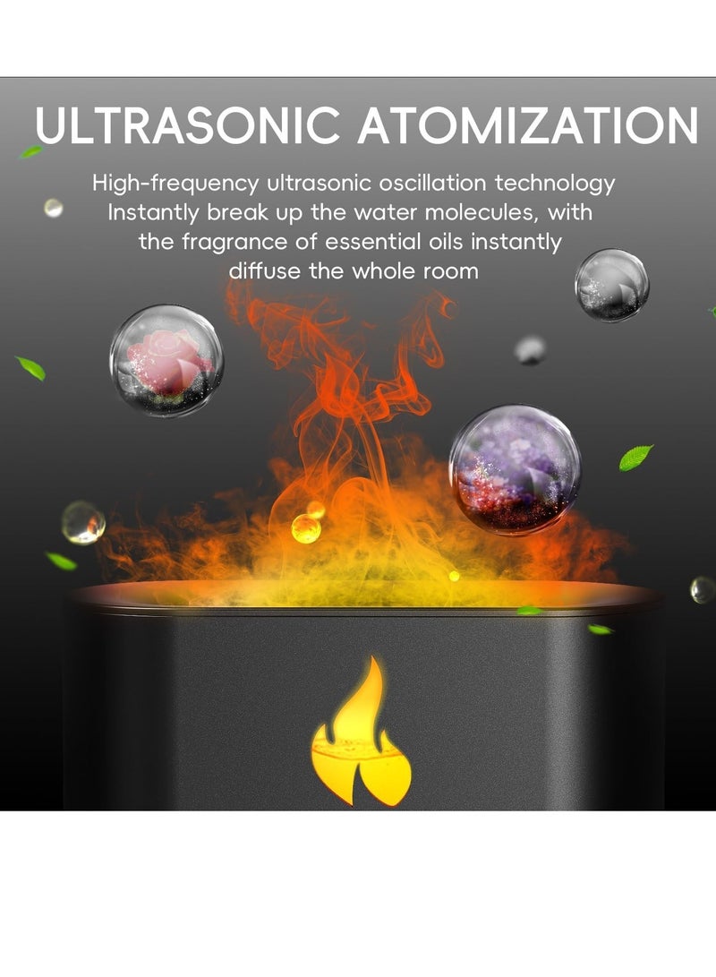 Essential Oil Diffuser with Himalayan Salt Lamp, 250ml Capacity, Cool Mist Humidifier, Fire Flame Effect, 7 Color Lights, Timer & Auto-Off for Home Aromatherapy