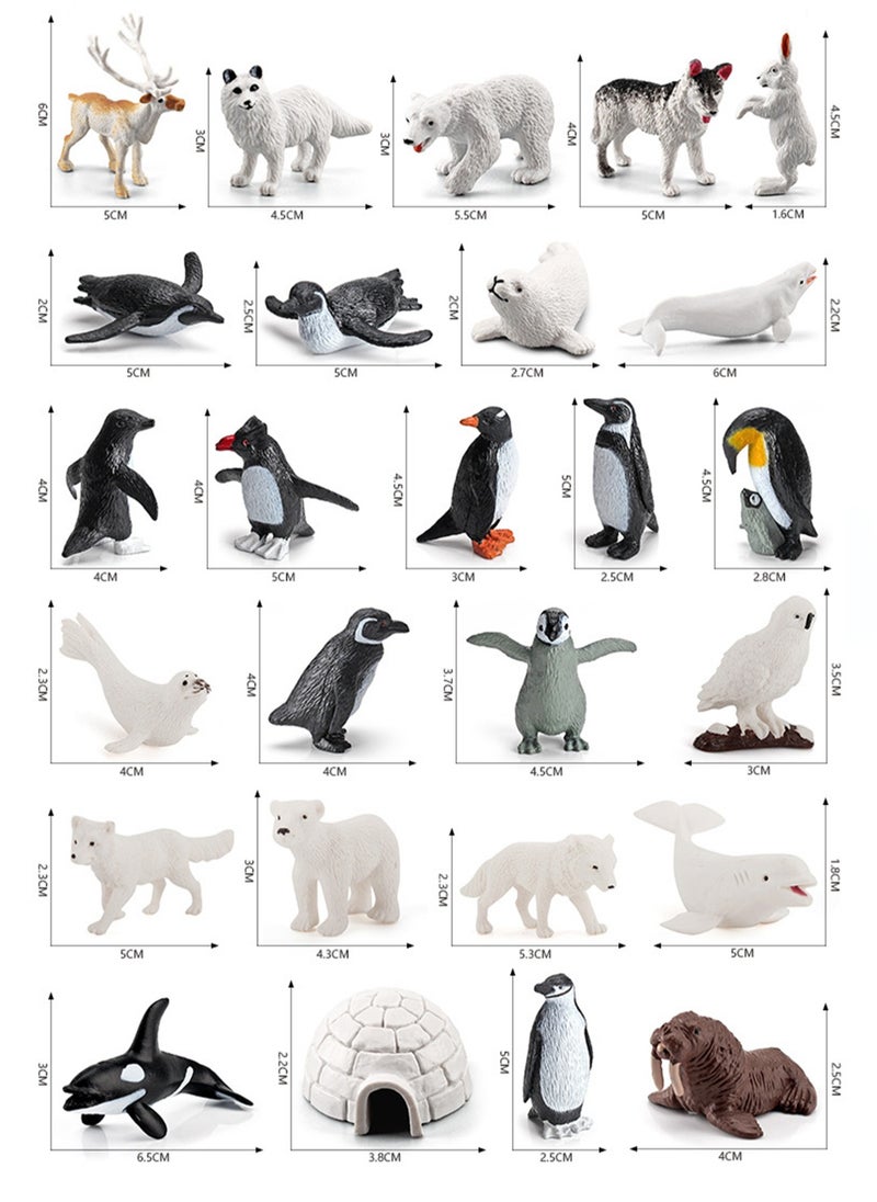 Simulation Penguin White Fox Polar Bear Seal Whale Husky Reindeer Polar Animal Model Static Ornaments 26 Pieces Set  - Image 4