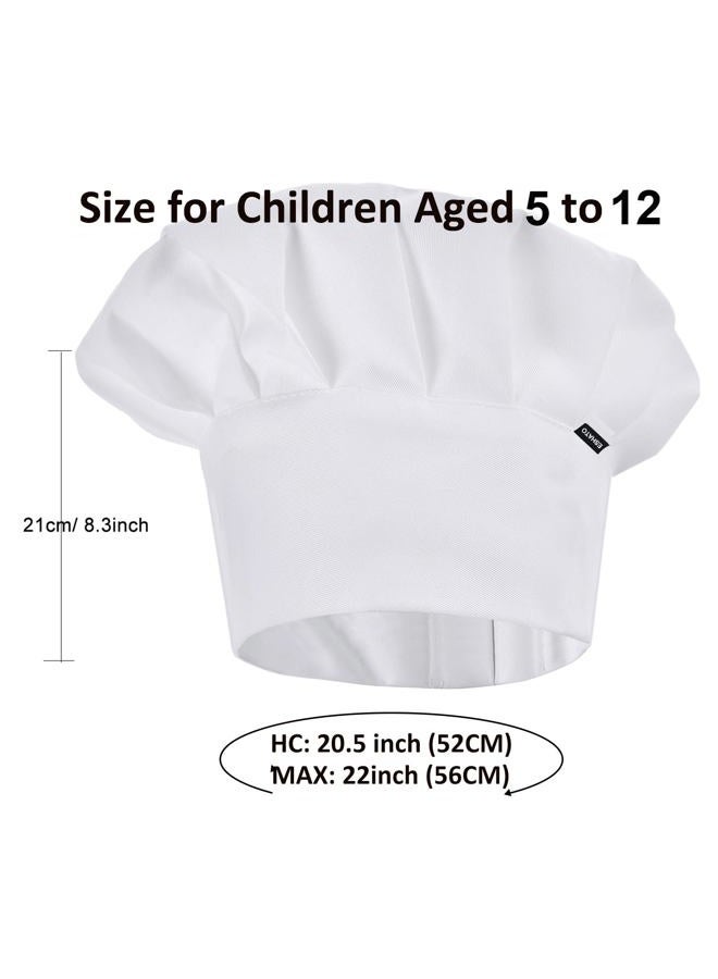 ESHATO Kids Chef Hat, Poly-Cotton Kitchen Cooking Cap for Children, White, 6 1/4-6 3/4 - Image 2