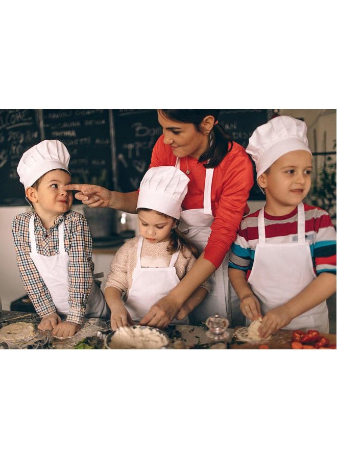 ESHATO Kids Chef Hat, Poly-Cotton Kitchen Cooking Cap for Children, White, 6 1/4-6 3/4 - Image 5