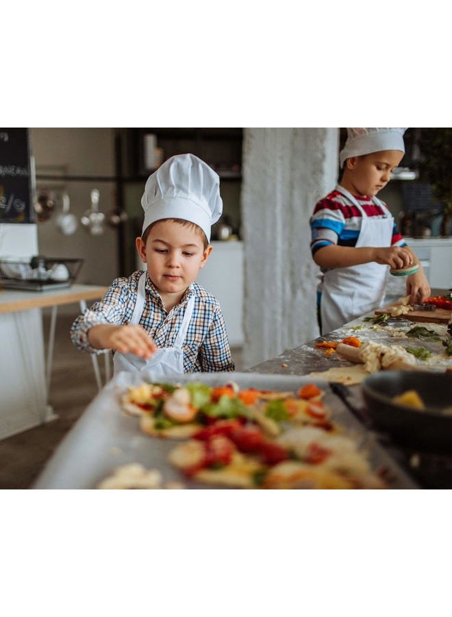 ESHATO Kids Chef Hat, Poly-Cotton Kitchen Cooking Cap for Children, White, 6 1/4-6 3/4 - Image 4