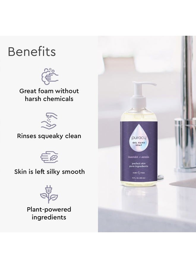 puracy Organic Hand Soap, For the Professional Hand Washers We've All Become, Moisturizing Natural Gel Hand Wash Soap, Liquid Hand Soap Refills for Soft Skin (12 fl.oz, Lavender & Vanilla) 2-Pack - Image 3