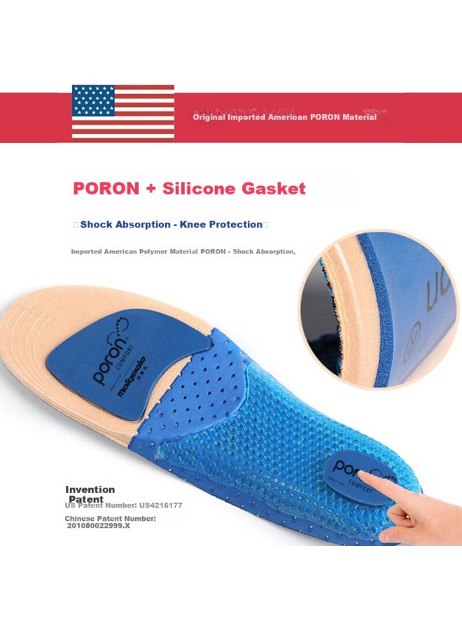 Magal Maihaole Sports Insoles For Men, Shock Absorption, Thickened, Elastic, Sweat-absorbing, Breathable, Basketball Shoes, High Elasticity, Soft, Running, Shock Absorption, Gray, Size 39-40 - Image 2