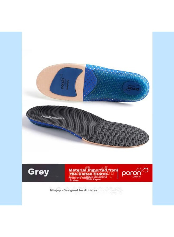 Magal Maihaole Sports Insoles For Men, Shock Absorption, Thickened, Elastic, Sweat-absorbing, Breathable, Basketball Shoes, High Elasticity, Soft, Running, Shock Absorption, Gray, Size 39-40 - Image 1