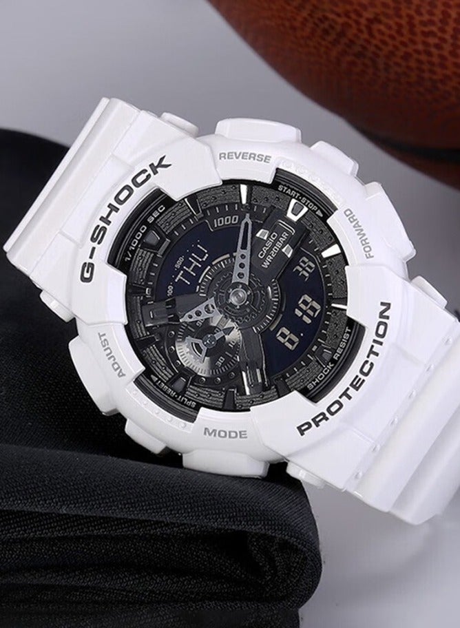كاسيو جي شوك ساعة رجالية بيضاء أزياء أنالوج ديجيتال كوارتز GA-110 - Image 4