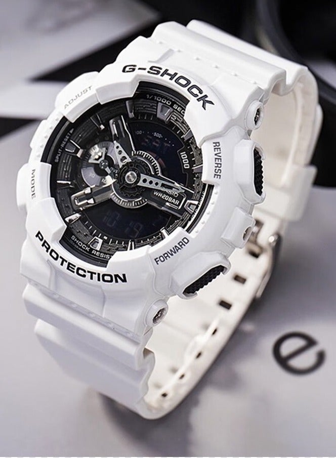 كاسيو جي شوك ساعة رجالية بيضاء أزياء أنالوج ديجيتال كوارتز GA-110 - Image 1