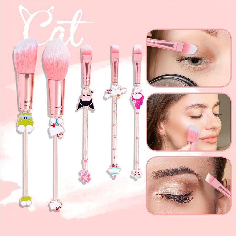 Wechip Cute Anime Makeup Brushes Set,Classical Cartoon Cosmetic Brush, Blending,Face Powder,Eyeshadow Make Up Kit, Best Gift for Girl & Young Women - Image 3
