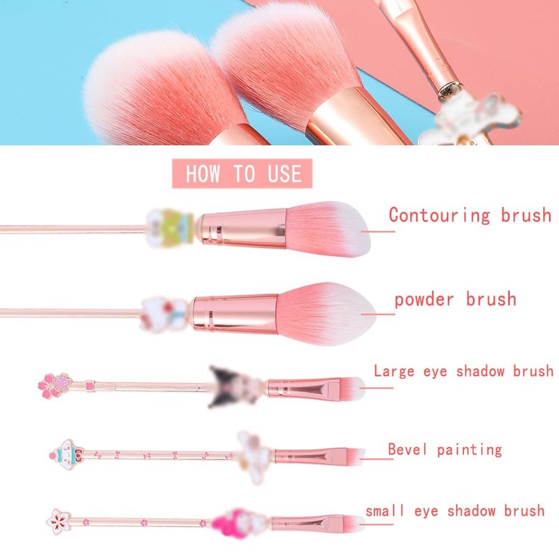 Wechip Cute Anime Makeup Brushes Set,Classical Cartoon Cosmetic Brush, Blending,Face Powder,Eyeshadow Make Up Kit, Best Gift for Girl & Young Women - Image 5