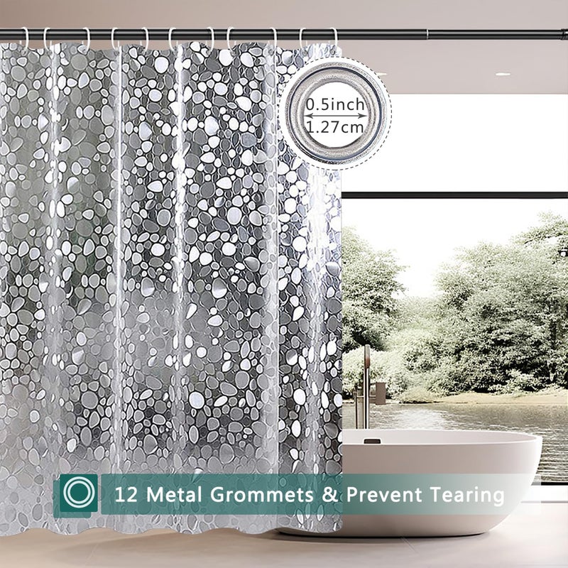 jssablo Clear Shower Curtain Liner, 100% Waterproof EVA 3D Shower Curtains with 3 Duty Heavy Bottom Magnets and 12 Rust Proof Grommets, 72x72 Weighted Shower Liner for Shower Stall, Bathtubs - Image 2