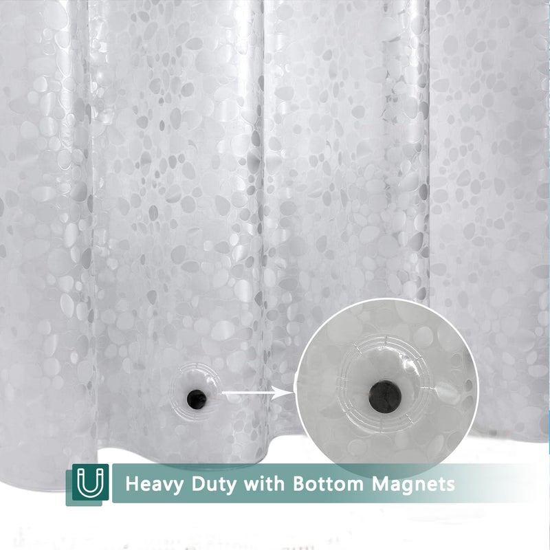 jssablo Clear Shower Curtain Liner, 100% Waterproof EVA 3D Shower Curtains with 3 Duty Heavy Bottom Magnets and 12 Rust Proof Grommets, 72x72 Weighted Shower Liner for Shower Stall, Bathtubs - Image 3