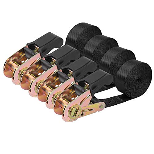 Ayaport Endless Ratchet Tie Down Straps Heavy Duty Cargo Tie Downs, Sturdy Nylon Black Strap Down Ratcheting Securing Straps, Track Spring Fittings, Tie-Down Motorcycles, Trailer Loads, Kayak - Image 2