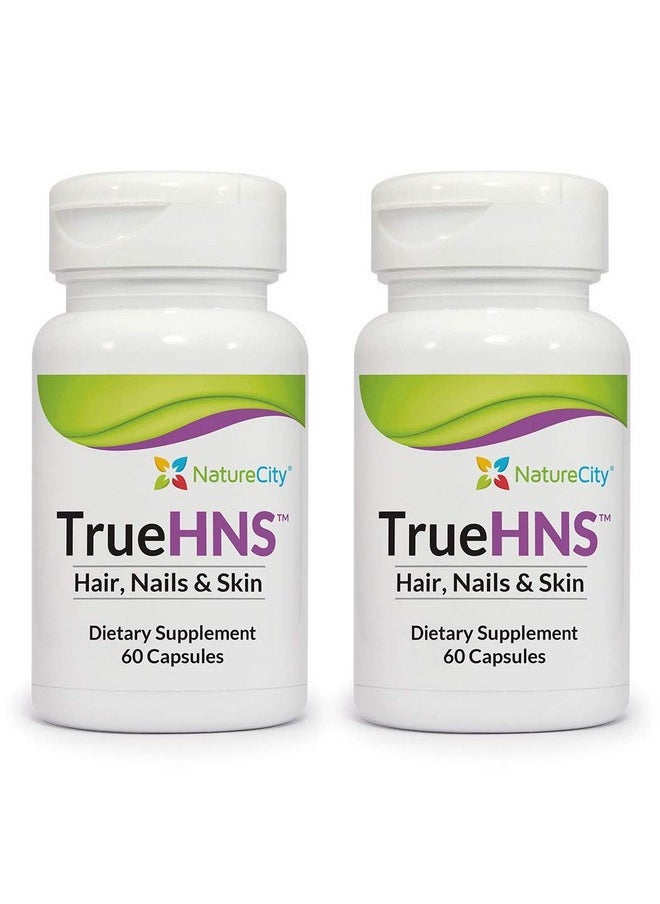 NatureCity Truehns Hair Skin Nail Cynatine Keratin Supplement Hair Skin & Nails Support 60 Veggie Capsules (2 Pack)  - Image 1