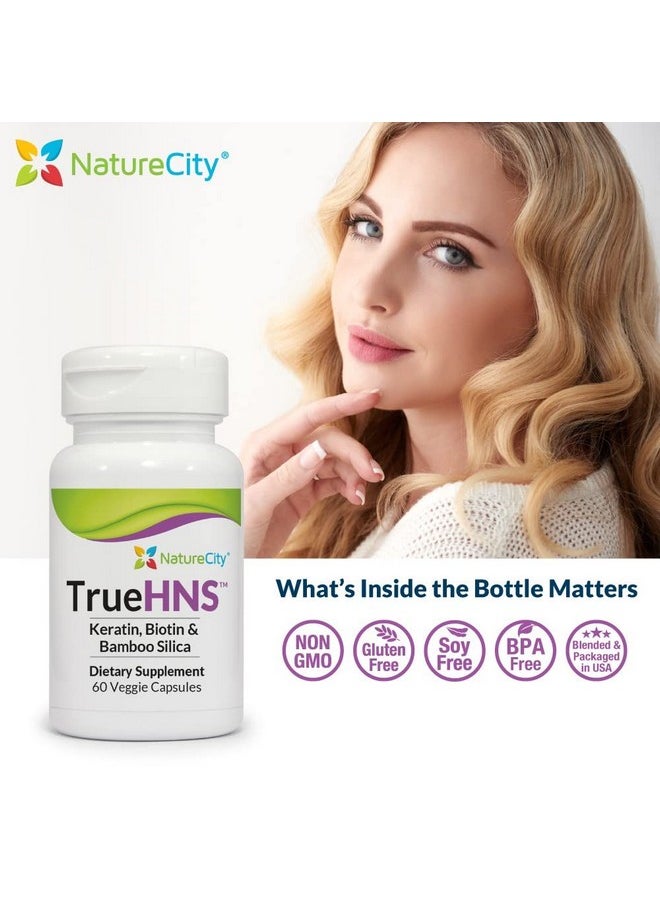 NatureCity Truehns Hair Skin Nail Cynatine Keratin Supplement Hair Skin & Nails Support 60 Veggie Capsules (2 Pack)  - Image 4