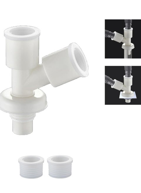 Washing Machine Double Outlet Connector, 3-Way Sewer/Floor Drain Joint, Y-Shaped Diagonal Tee with Accessories