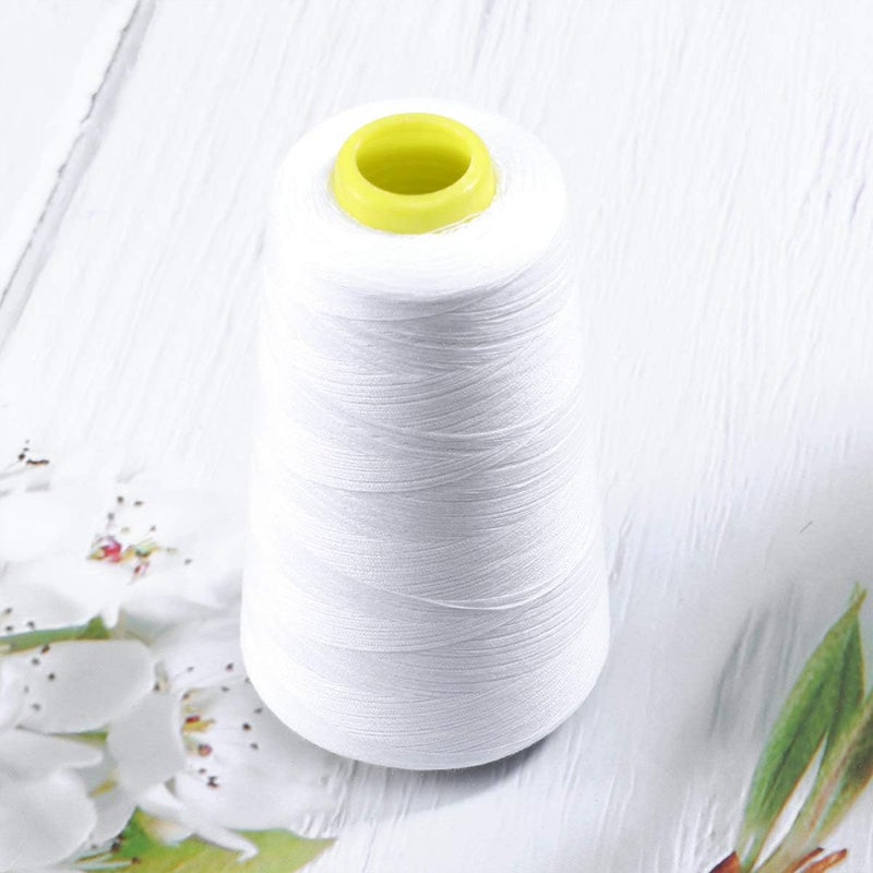 klarako Polyester Sewing String Bobbin Thread Cord Cone Serger Thread for Sewing Embroidery Machine 3000 Yards (White) - Image 4