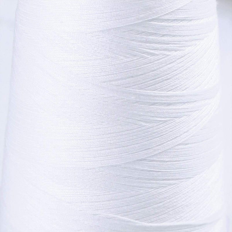 klarako Polyester Sewing String Bobbin Thread Cord Cone Serger Thread for Sewing Embroidery Machine 3000 Yards (White) - Image 3