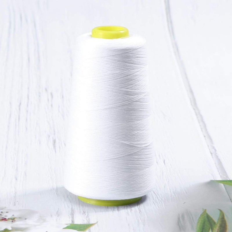 klarako Polyester Sewing String Bobbin Thread Cord Cone Serger Thread for Sewing Embroidery Machine 3000 Yards (White) - Image 2