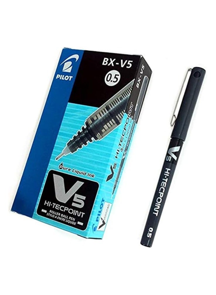 بايلوت قلم حبر جاف بايلوت BX-V5 0.5 ملم، عبوة من 12 قلم أسود
